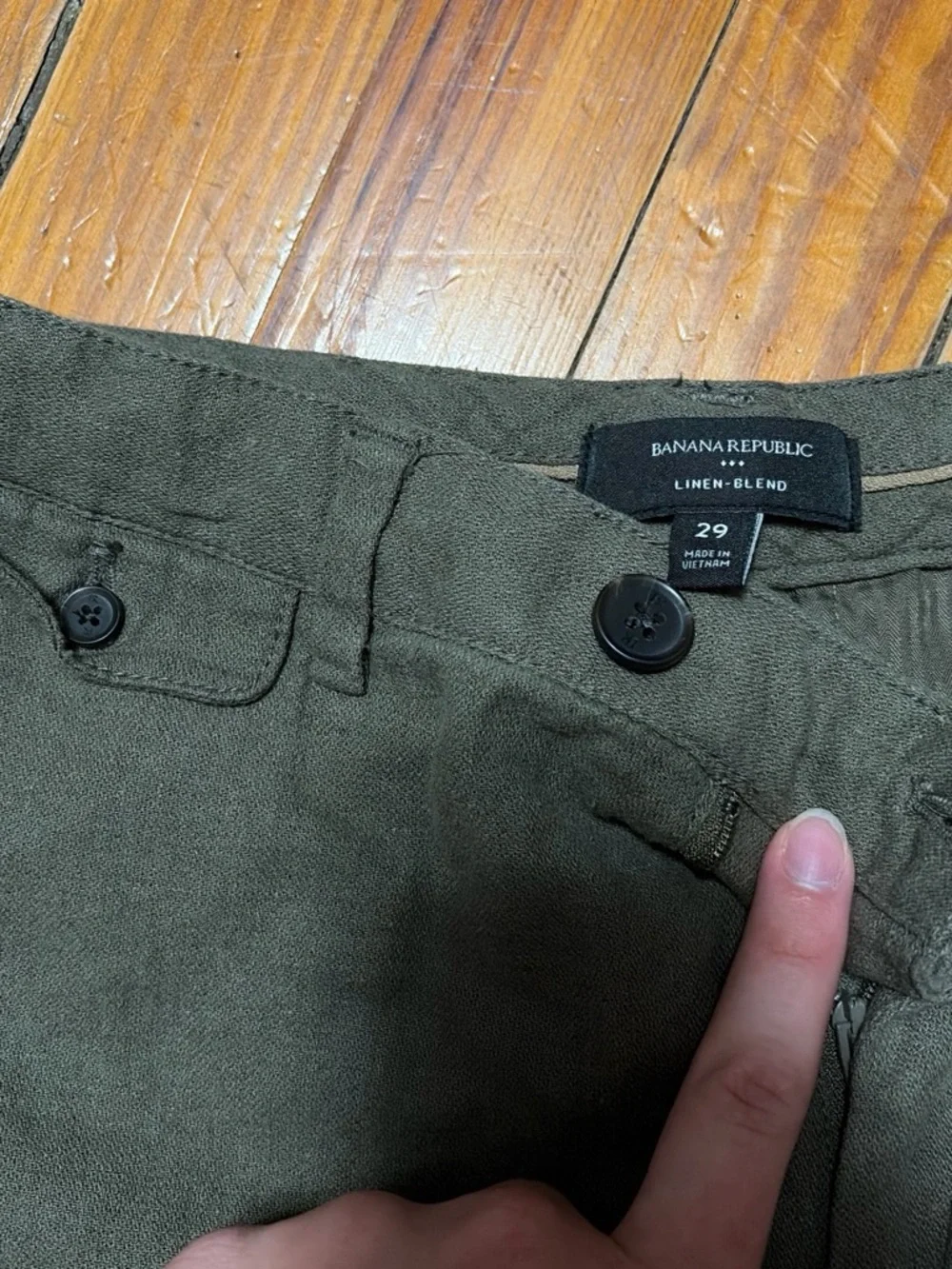 Banana Republic Men's Olive Linen-Blend Flat Front Shorts